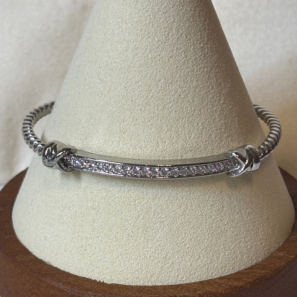 AAA CZ Cuff Bracelet 18k White Gold Filled